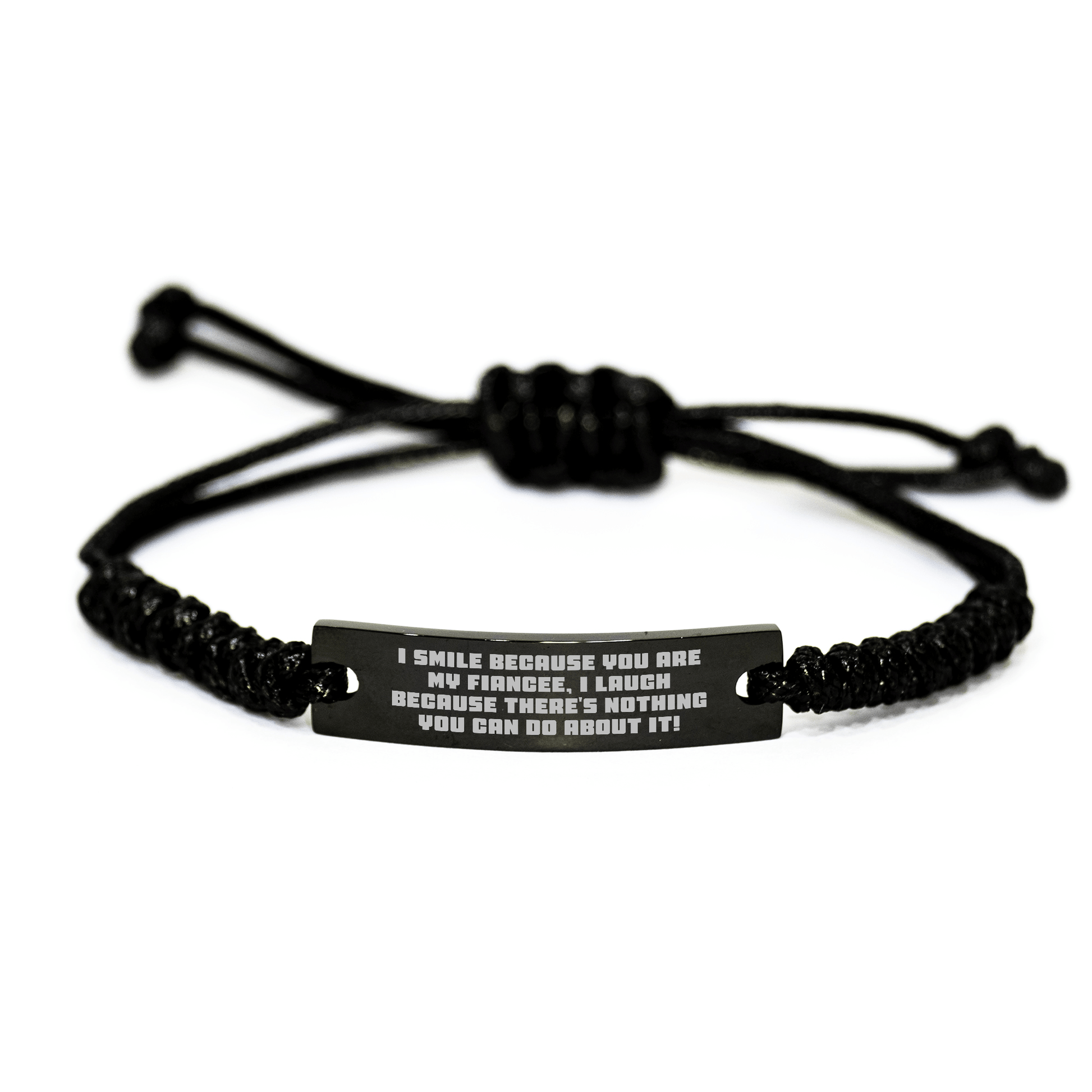 Funny Fiancee Rope Bracelet Gift for Her from Men, Unique Graduation Present with Inspirational Quote small / Black