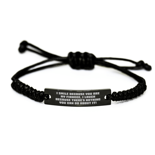 Funny Fiancee Rope Bracelet Gift for Her from Men, Unique Graduation Present with Inspirational Quote small / Black