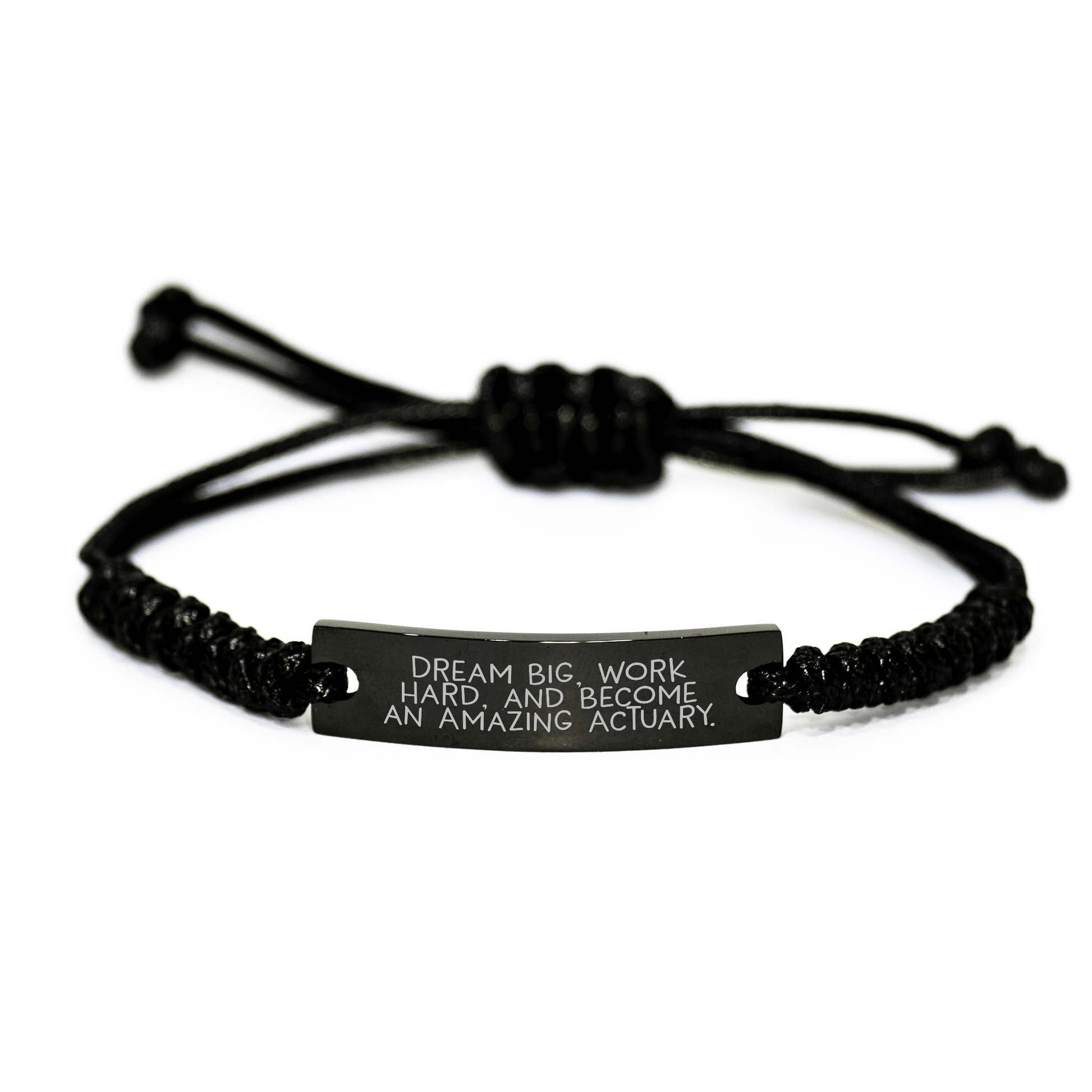 Inspiring Actuary Gifts from Friends - 'Dream Big, Work Hard, And Become An Amazing Actuary.' Adjustable Rope Bracelet for Actuary Graduation Unique Gifts small / Black