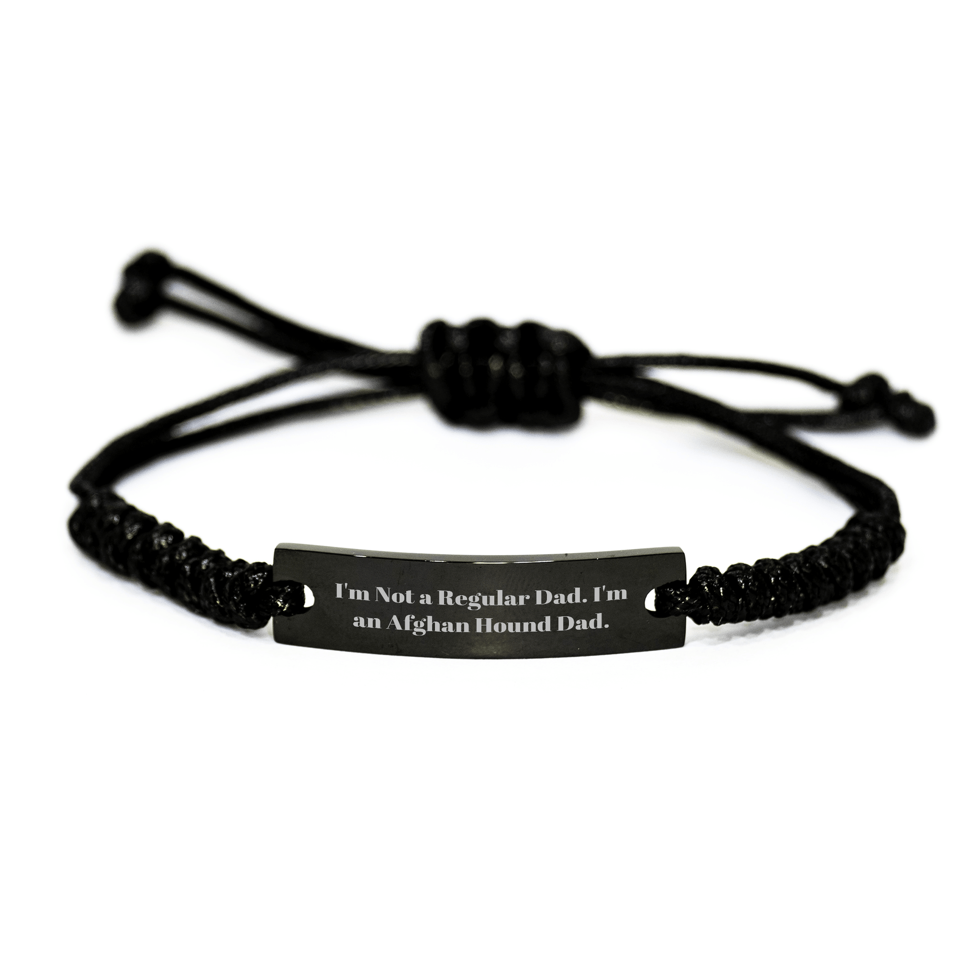 Funny Afghan Hound Dad Gift, 'I'm Not A Regular Dad. I'm An Afghan Hound Dad.' Black Rope Bracelet for Men, Graduation Unique Gifts from Dad to Son, Afghan Hound Dog Lover small / Black