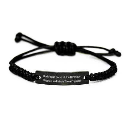 Funny Engineer Gifts from Men, Unique Rope Bracelts for Engineers on Father's Day, 'God Found Some Of The Strongest Women And Made Them Engineer' Quote small / Black