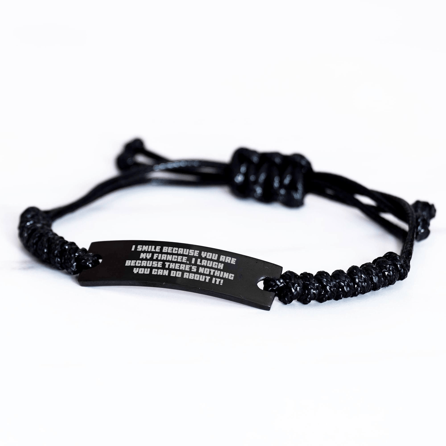 Funny Fiancee Rope Bracelet Gift for Her from Men, Unique Graduation Present with Inspirational Quote small / Black