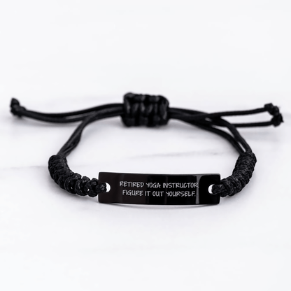 Funny Yoga Instructor Gifts from Men to Women - 'Figure It Out Yourself' Rope Bracelet for Mother's Day small / Black