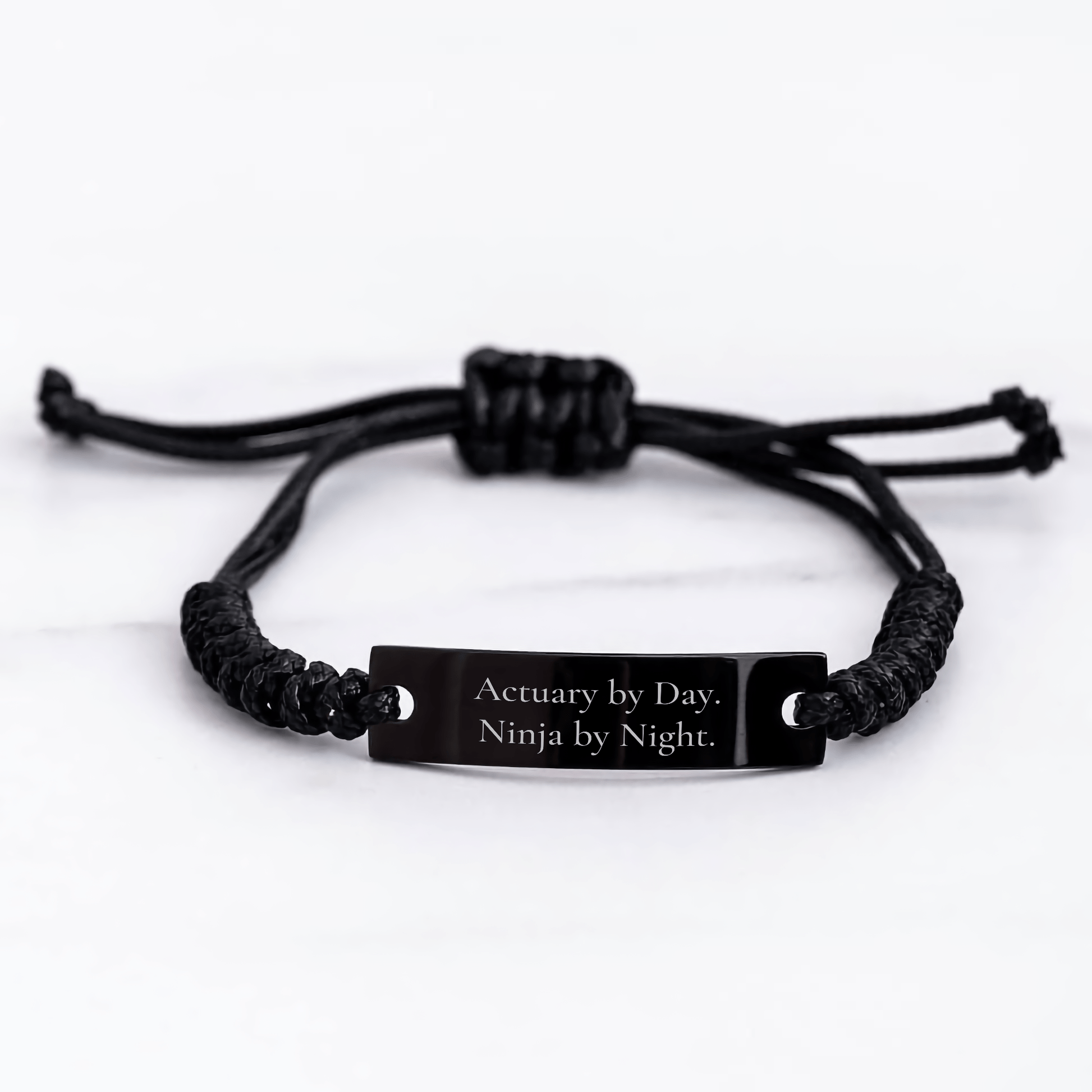 Actuary Gifts by Day, Ninja Gifts by Night - Adjustable Rope Bracelet for Father's Day, Unique Men's Gift from Friends, Coworkers, or Family small / Black