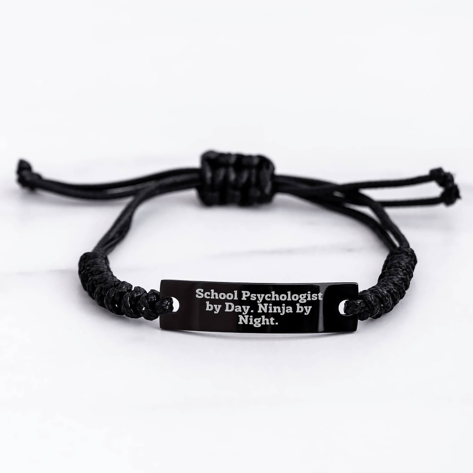 School Psychologist By Day Ninja By Night Funny Father's Day Unique Gift Rope Necklace for Men from School Psychologists to School Psychologists small / Black