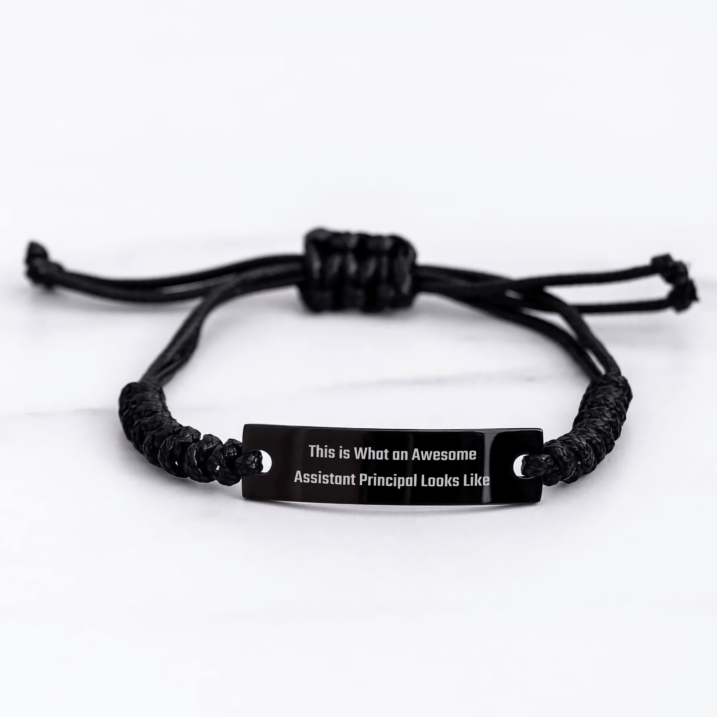 Funny Assistant Principal Gifts, Black Rope Bracelet for Men, 'This Is What An Awesome Assistant Principal Looks Like' Quote, Father's Day Unique Gifts from Friends small / Black