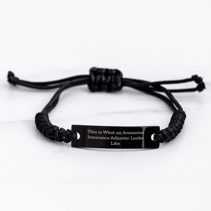 Insurance Adjuster Gifts: This Is What Awesome Looks Like, Rope Bracelet, Father's Day Unique Gifts from Men for Insurance Adjuster small / Black
