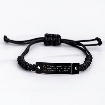 X-Ray Technician Gifts, Funny Quote Rope Bracelet, Adjustable Black Rope for X-Ray Tech Dad on Father's Day Unique Gifts from Men to Men small / Black