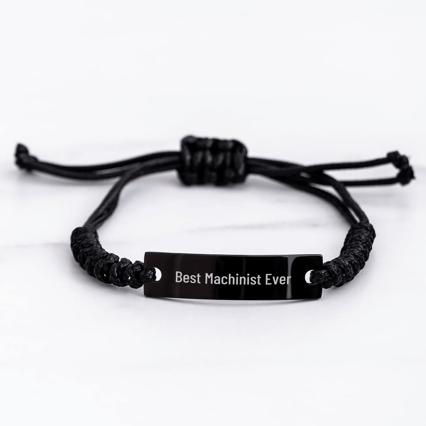 Best Machinist Ever Rope Bracelet Gifts from Men to Friends on Mother's Day, Adjustable Machinist Jewelry with Black Stainless Steel and Interlaced Rope small / Black