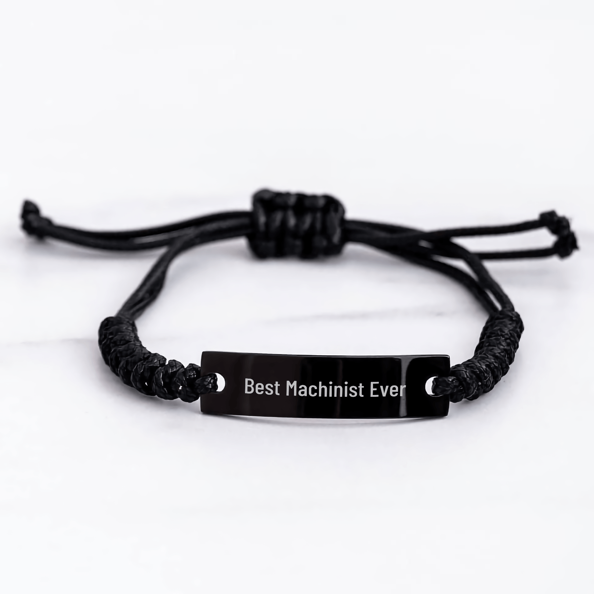 Best Machinist Ever Rope Bracelet Gifts from Men to Friends on Mother's Day, Adjustable Machinist Jewelry with Black Stainless Steel and Interlaced Rope small / Black