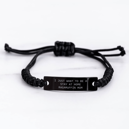 Ragamuffin Cat Enthusiasts' Delight, Funny Quote Rope Bracelet Gifts from Mom to Dad on Father's Day small / Black