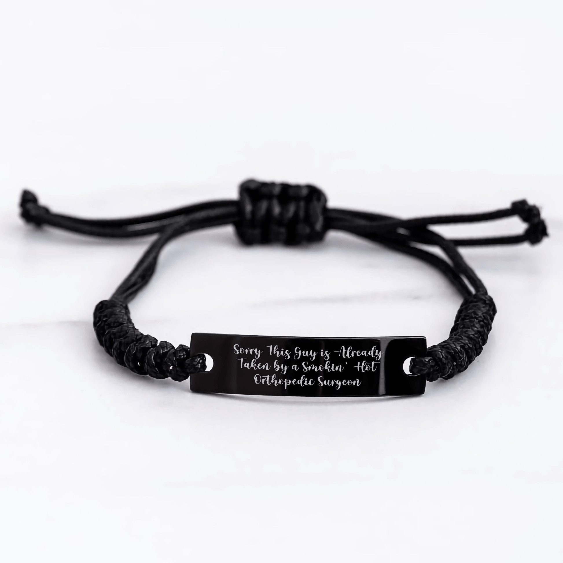 Orthopedic Surgeon Gifts, Funny Quote Rope Bracelet, Adjustable Black Leather Charm, Gifts from Friends to Orthopedic Surgeon, Father's Day Unique Gifts small / Black