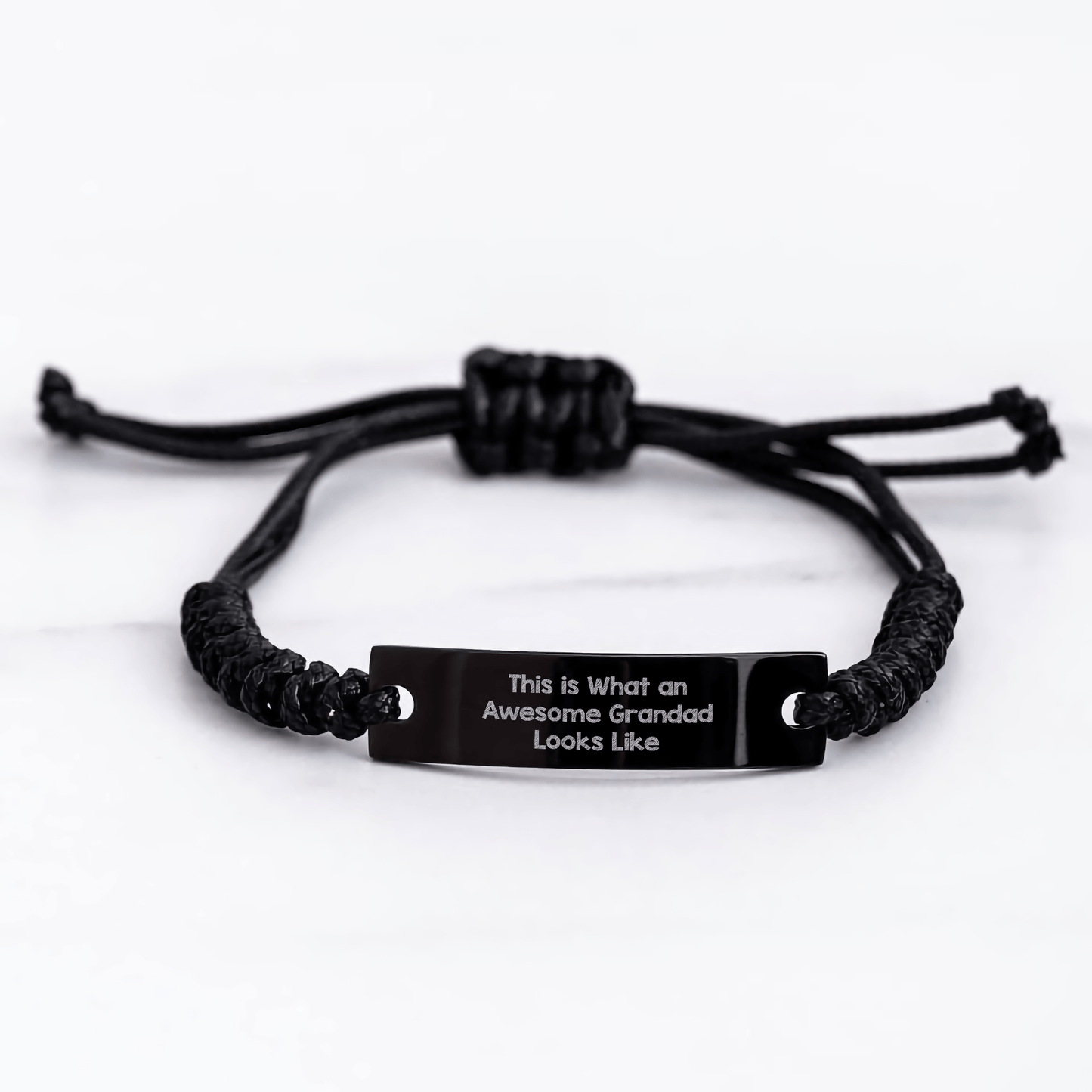 Funny Grandad Gifts - 'This Is What An Awesome Grandad Looks Like' Adjustable Rope Bracelet for Men, Gifts from Family, Dad's Unique Presents for Father's Day small / Black