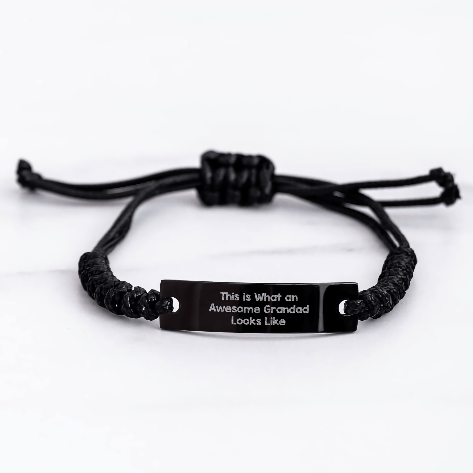 Funny Grandad Gifts - 'This Is What An Awesome Grandad Looks Like' Adjustable Rope Bracelet for Men, Gifts from Family, Dad's Unique Presents for Father's Day small / Black