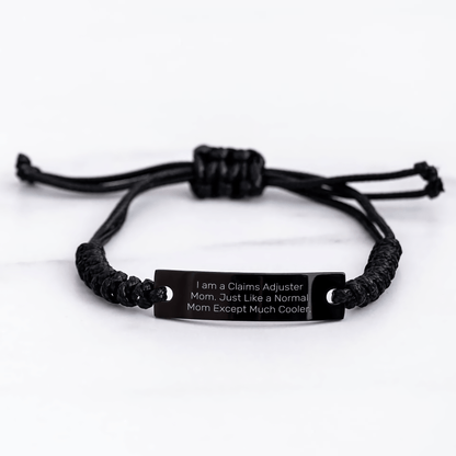 Claims Adjuster Gifts, Funny Rope Bracelet for Mom, 'I Am A Claims Adjuster Mom...' Unique Mother's Day Unique Gifts from Family, Friends, or Coworkers for Claims Adjuster Women, Funny Gift Ideas small / Black