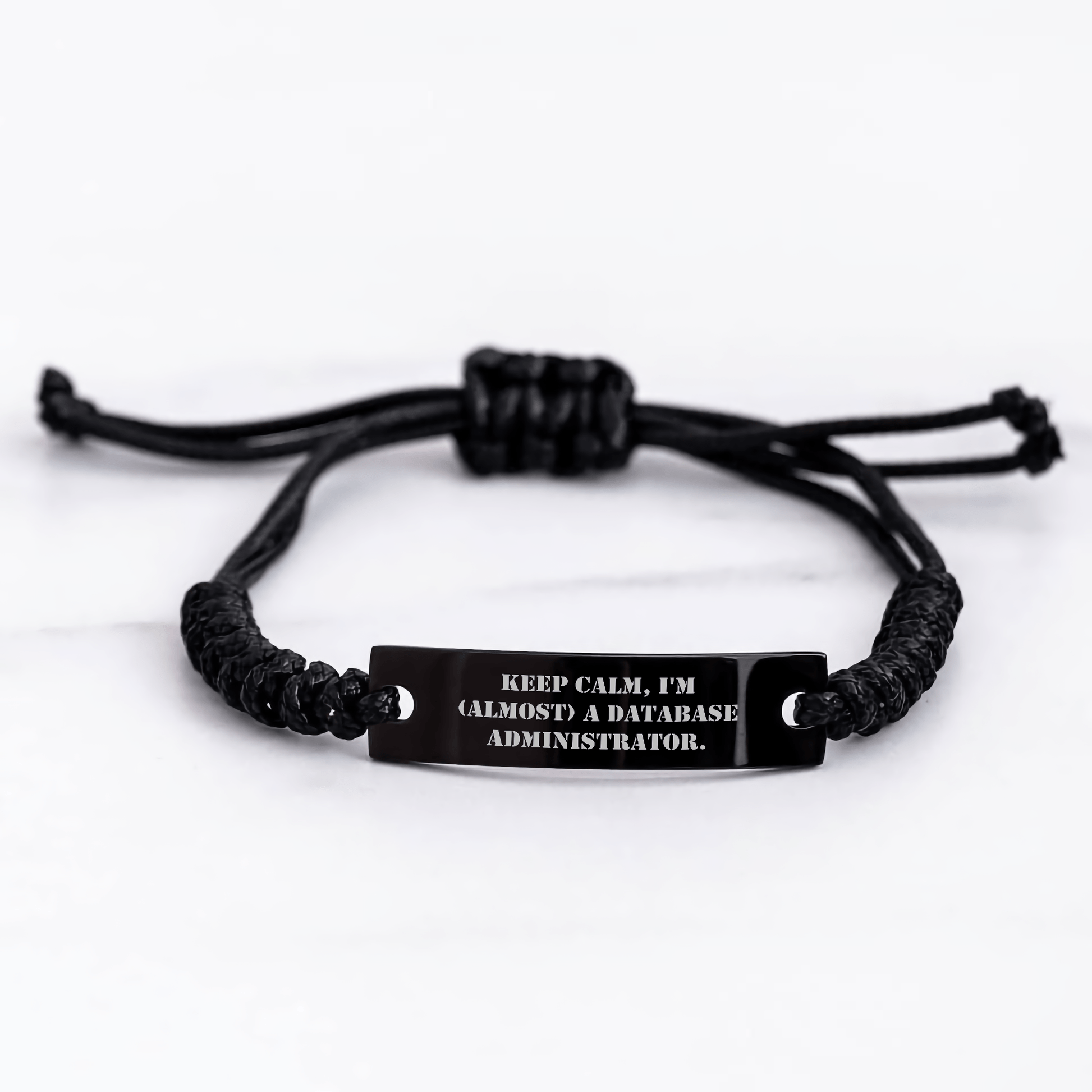 Funny Database Administrator Gifts, Keep Calm Rope Bracelet for Men, Mother's Day Unique Gifts from Friends, Adjustable Black Stainless Steel Rope Jewelry for Database Administrator Women small / Black