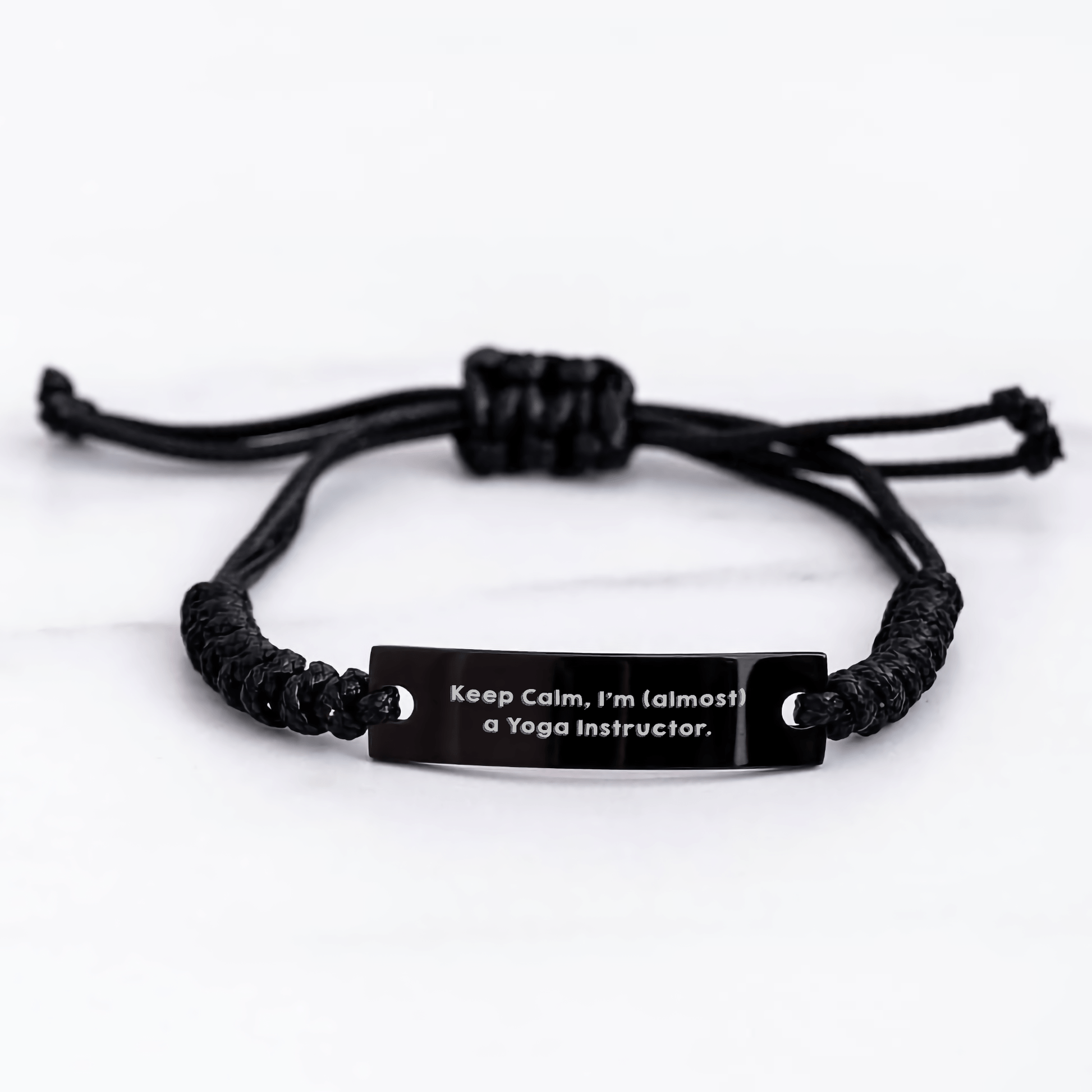 Funny Yoga Instructor Gifts from Men to Keep Calm I'm (almost) A Yoga Instructor. Graduation Unique Rope Bracelte for Women Friends Family small / Black