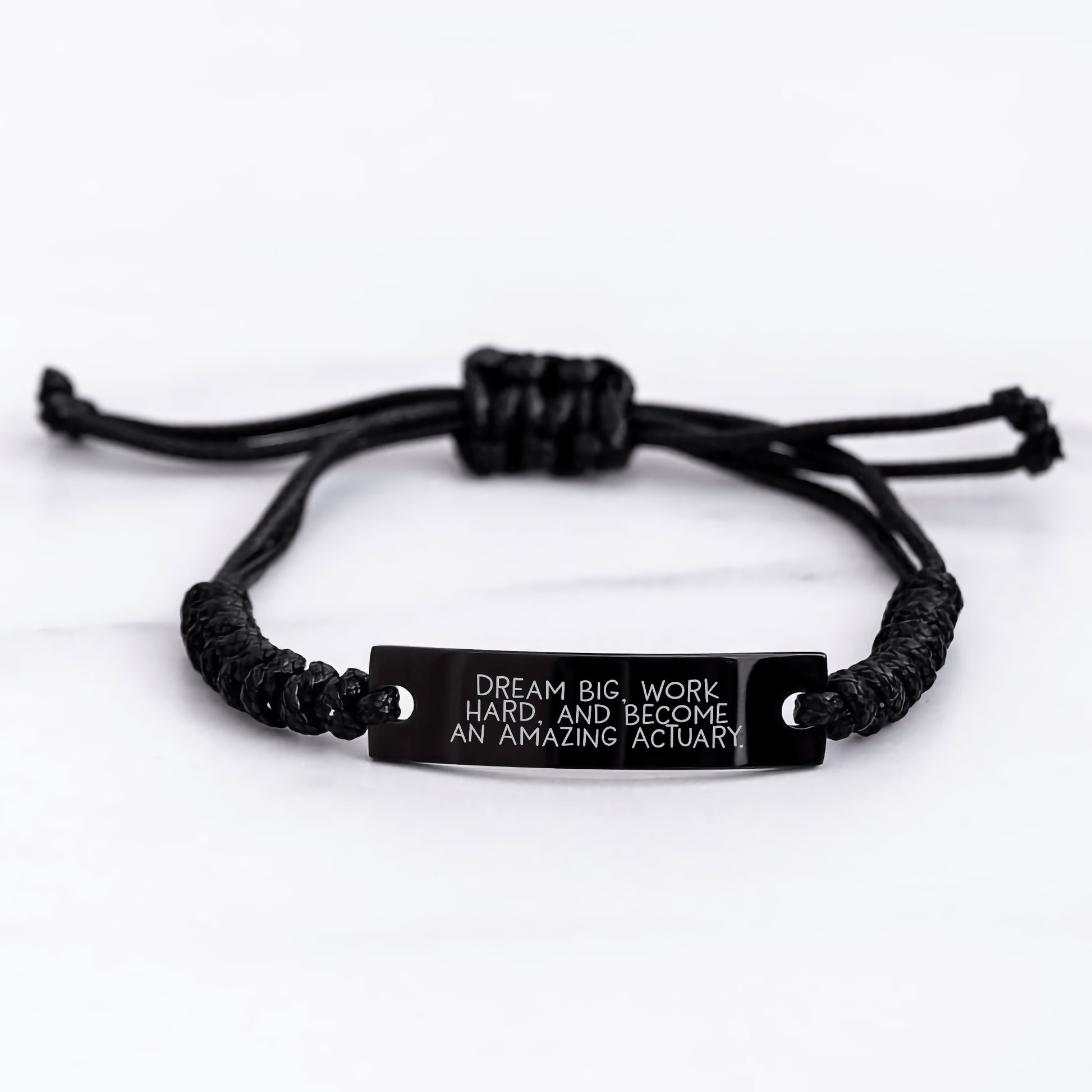 Inspiring Actuary Gifts from Friends - 'Dream Big, Work Hard, And Become An Amazing Actuary.' Adjustable Rope Bracelet for Actuary Graduation Unique Gifts small / Black