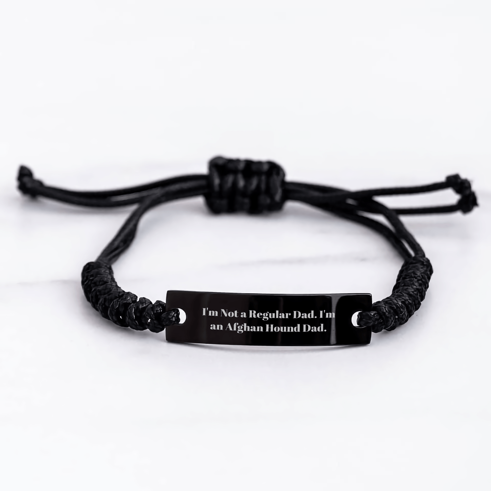 Funny Afghan Hound Dad Gift, 'I'm Not A Regular Dad. I'm An Afghan Hound Dad.' Black Rope Bracelet for Men, Graduation Unique Gifts from Dad to Son, Afghan Hound Dog Lover small / Black
