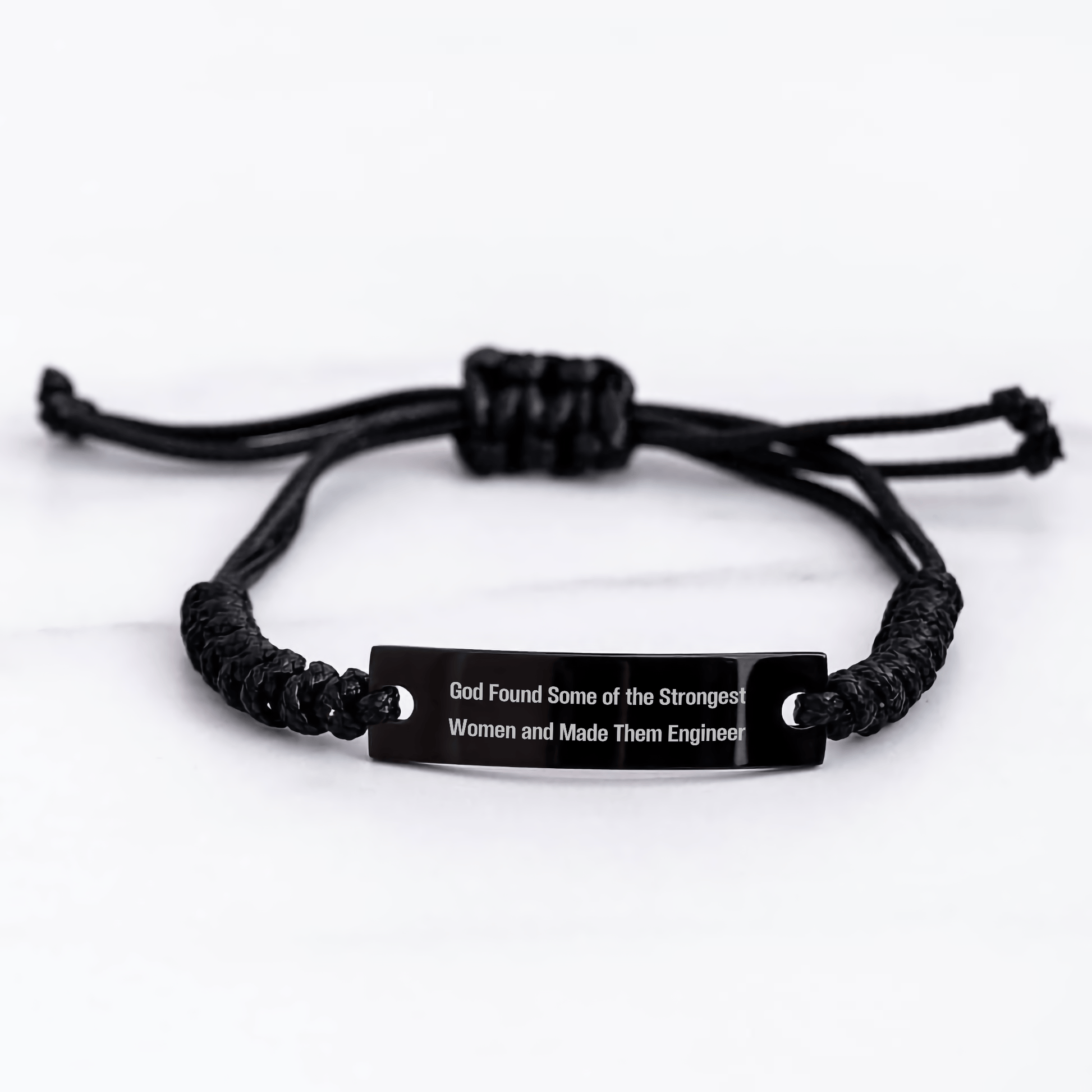Funny Engineer Gifts from Men, Unique Rope Bracelts for Engineers on Father's Day, 'God Found Some Of The Strongest Women And Made Them Engineer' Quote small / Black