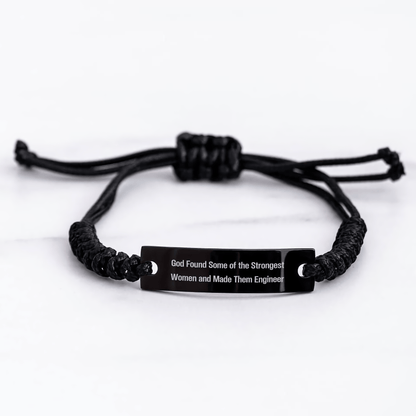 Funny Engineer Gifts from Men, Unique Rope Bracelts for Engineers on Father's Day, 'God Found Some Of The Strongest Women And Made Them Engineer' Quote small / Black