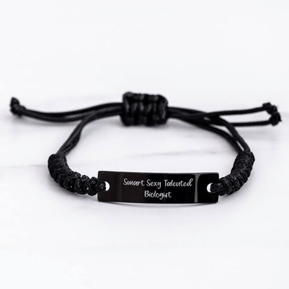 Smart Sexy Talented Biologist Rope Bracelet, Funny Quote Gift for Biologist, Mother's Day Unique Gifts from Family to Biologist small / Black