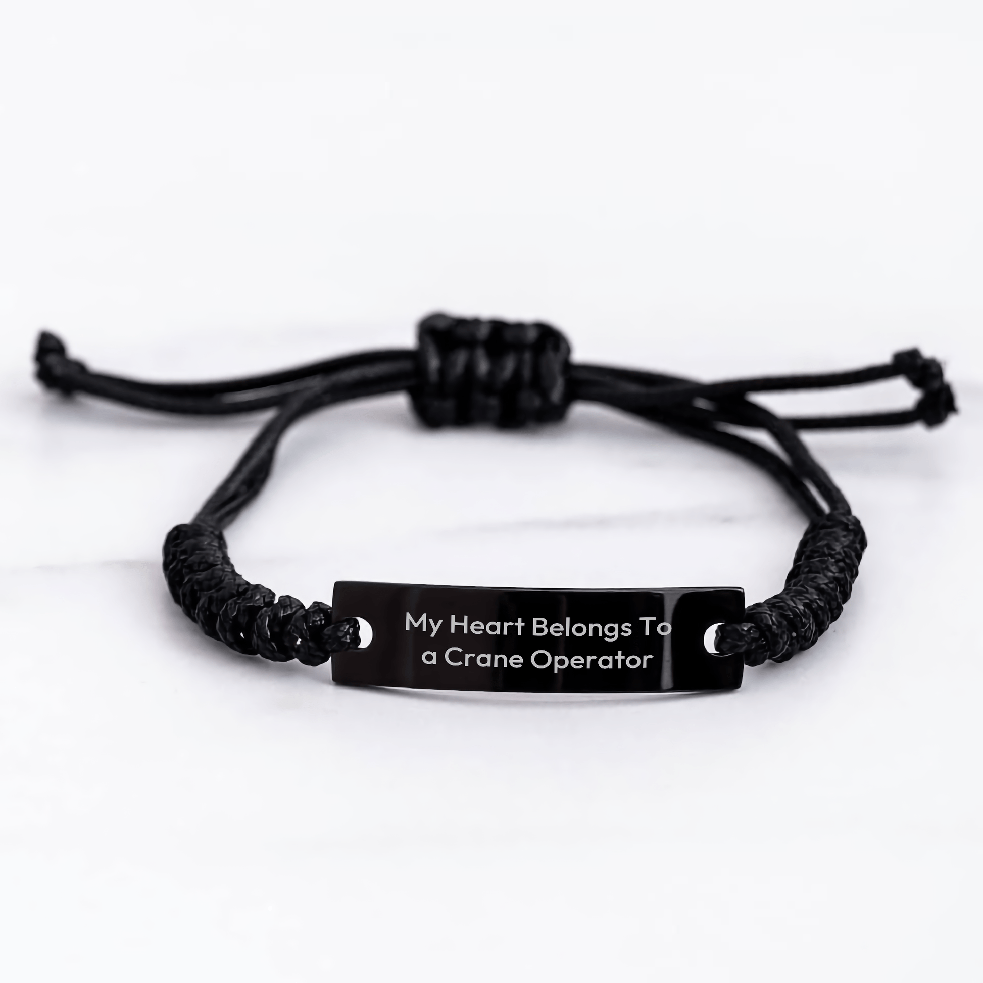 Crane Operator Gifts, My Heart Belongs To A Crane Operator Rope Bracelet, Funny Mother's Day Unique Gift from Men to Crane Operator Friends small / Black