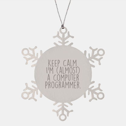 Funny Snowflake Ornament for Computer Programmer Gifts from Friends, Gifts for Men and Women, Unique Christmas Unique Gifts Keeps Calm - Image 1
