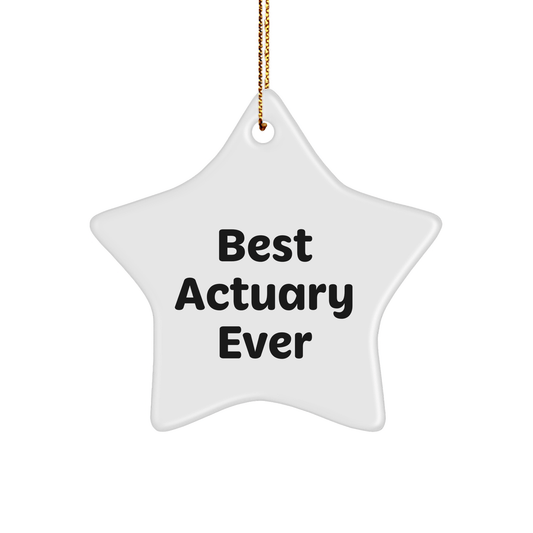 Actuary Gifts from Best Actuary Ever, Funny Star Ornament for Christmas, 'Best Actuary Ever' Quote, Gifts for Actuary, Unique Star Ornament small / White