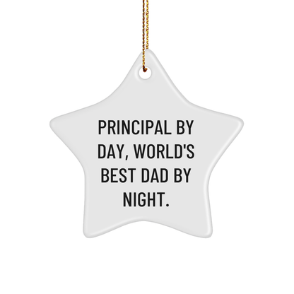 Principal Gifts, Funny Star Ornament for Men, 'Principal By Day, World's Best Dad By Night' Christmas Unique Gift from Dad to Principal, Perfect for Family and Friends - Image 1