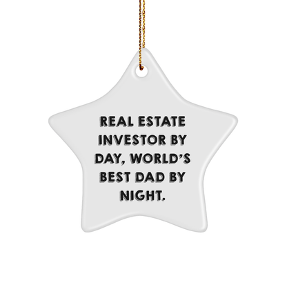 Real Estate Investor Star Ornament, Funny Quote Gifts from Men, Gifts for Real Estate Investors By Day, World's Best Dad By Night. at Christmas - Image 1