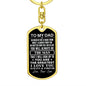 To My Dad Dog Tag Keychain - Gift for Dad from Son - The Man - Father's Day Birthday Christmas Dog Tag with Swivel Keychain (Gold) / No