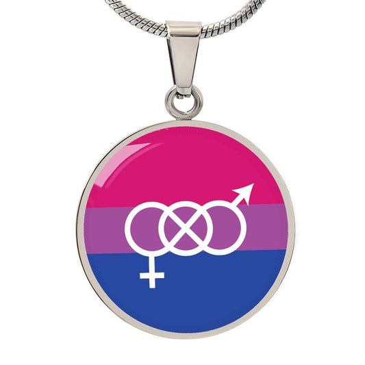 Bisexual Pride Necklace - Bi Symbol Necklace - LGBTQ+ Bisexual Flag Gift Luxury Necklace (Silver) / No