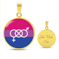 Bisexual Pride Necklace - Bi Symbol Necklace - LGBTQ+ Bisexual Flag Gift Luxury Necklace (Gold) / Yes