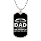 I Have Two Titles Dad & Grandpop And I Rock Them Both Dog Tag Necklace - Fathers Day Gift for Grandpop - Personalized Grandpop Birthday Gift Military Chain (Silver) / No