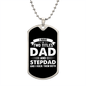 I Have Two Titles Dad and Stepdad And I Rock Them Both Dog Tag Necklace - Fathers Day Gift for Stepdad - Personalized Stepdad Birthday Gift Military Chain (Silver) / No