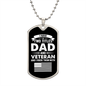 I Have Two Titles Dad and Veteran And I Rock Them Both Dog Tag Necklace - Fathers Day Gift for Veteran - Personalized Veteran Birthday Gift Military Chain (Silver) / No