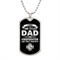 I Have Two Titles Dad and Firefighter And I Rock Them Both Dog Tag Necklace - Fathers Day Gift for Fireman - Firefighter Birthday Gift Military Chain (Silver) / No