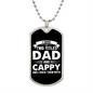 I Have Two Titles Dad and Cappy And I Rock Them Both Dog Tag Necklace - Fathers Day Gift for Cappy - Personalized Cappy Birthday Gift Military Chain (Silver) / No