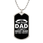 I Have Two Titles Dad & Host Dad And I Rock Them Both Dog Tag Necklace - Fathers Day Gift for Host Dad - Personalized Host Dad Birthday Gift Military Chain (Silver) / No