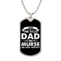 I Have Two Titles Dad and Murse And I Rock Them Both Dog Tag Necklace - Fathers Day Gift for Murse - Personalized Murse Birthday Gift Military Chain (Silver) / No