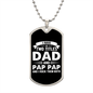 I Have Two Titles Dad and Pap Pap And I Rock Them Both Dog Tag Necklace - Fathers Day Gift for Pap Pap - Personalized Pap Pap Birthday Gift Military Chain (Silver) / No
