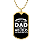 I Have Two Titles Dad and Abuelo And I Rock Them Both Dog Tag Necklace - Fathers Day Gift for Abuelo - Personalized Abuelo Birthday Gift Military Chain (Gold) / No