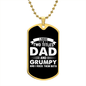 I Have Two Titles Dad and Grumpy And I Rock Them Both Dog Tag Necklace - Fathers Day Gift for Grumpy - Personalized Grumpy Birthday Gift Military Chain (Gold) / No