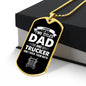 I Have Two Titles Dad and Trucker And I Rock Them Both Dog Tag Necklace - Fathers Day Gift for Trucker - Personalized Trucker Birthday Gift