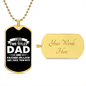 I Have Two Titles Dad and Father-in-law And I Rock Them Both Dog Tag Necklace - Fathers Day Gift for FIL - Father-in-law Birthday Gift Military Chain (Gold) / Yes