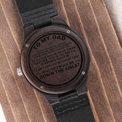 Personalized Dad Will You Walk Me Down the Aisle, Engraved Watch Gift Proposal Father of the Bride Will You Give Me Away, Wedding Gift Standard Box