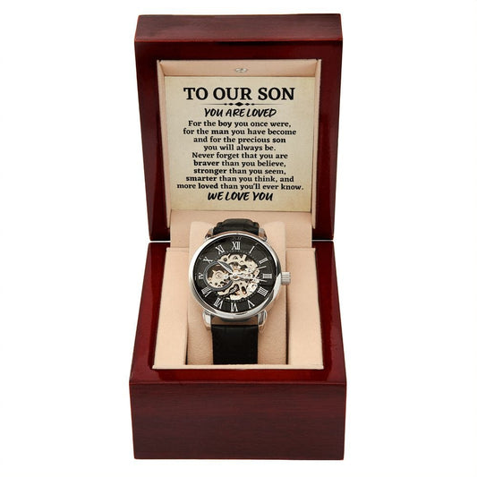 Gift for Son Openwork Skeleton Watch - Son Birthday Gift - Graduation Gift for Son - Son Wedding Gift - Motivational Gifts for Our Son
