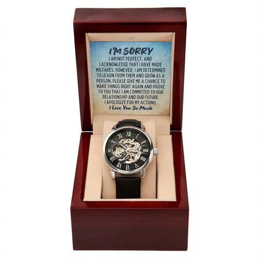 Apology Gift For Man - I'm Sorry Gift For Him - Openwork Skeleton Watch - Forgiveness Gift For Boyfriend - Forgive Me Gift For Husband