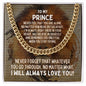 To My Prince Cuban Link Chain Necklace - Motivational Lion Graduation Gift for Prince - Prince Birthday Gift, Wedding Gift 14K Yellow Gold Finish / Standard Box